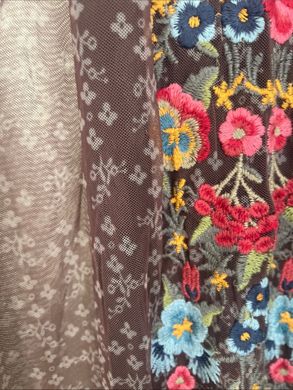 Johnny Was Plum Sheer Maxi Dress with Multicolor Floral Embroidery - Picture 4 of 4